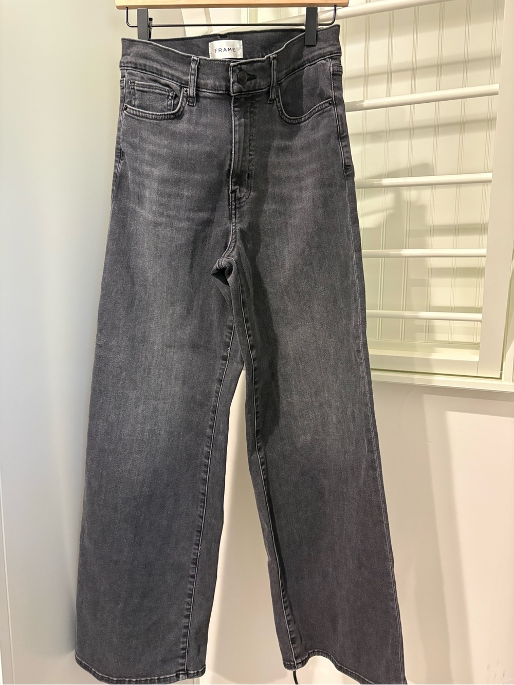 Frame Le Slim Palazzo Denim Wide-Leg Black Denim Jeans